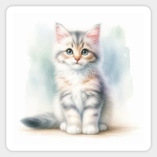 American Bobtail Watercolor Kitten - Cute Kitties Sticker